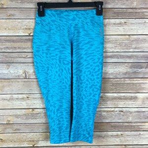 Reebok XS Blue Print Capri Running Legging B56